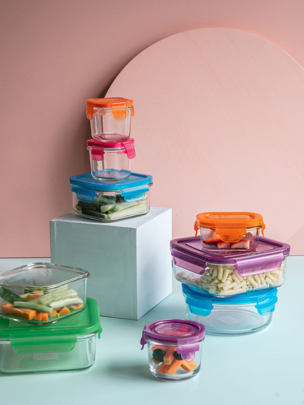 Snapware 18-piece Pyrex Glass Food Storage Container Set (Purple & Blue)  Overview/Review 