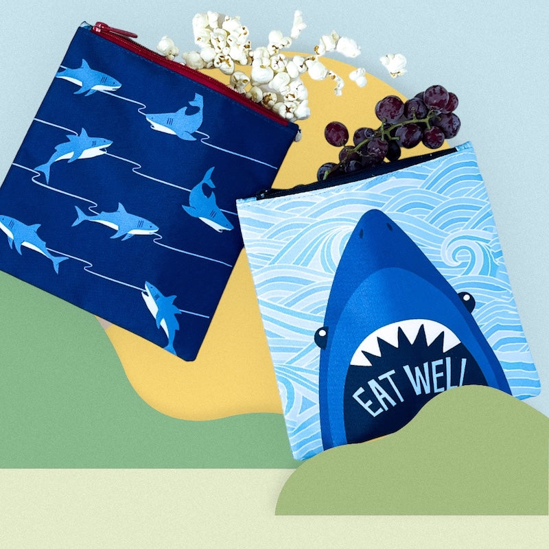 Reusable Sandwich Bag - Set of 2 -Pacific Shark & Funny Monsters