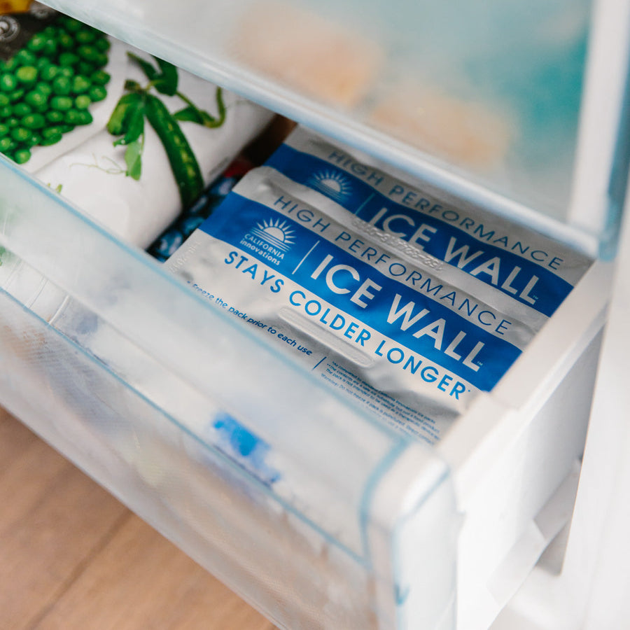 Two Silver Ice Wall Ice Packs Frozen in Freezer Drawer