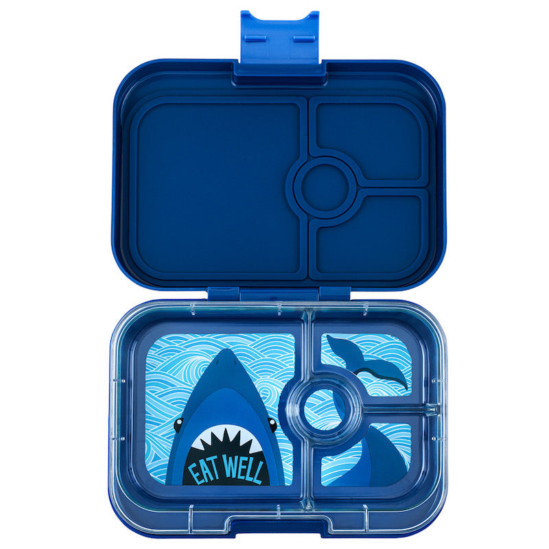 Yumbox Panino Teal Lunch Box for Kids with a wrap and snacks inside