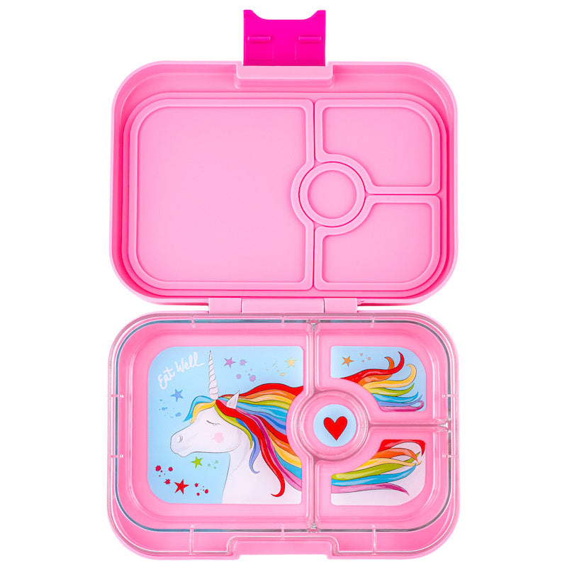 Yumbox Panino Teal Lunch Box for Kids with a wrap and snacks inside
