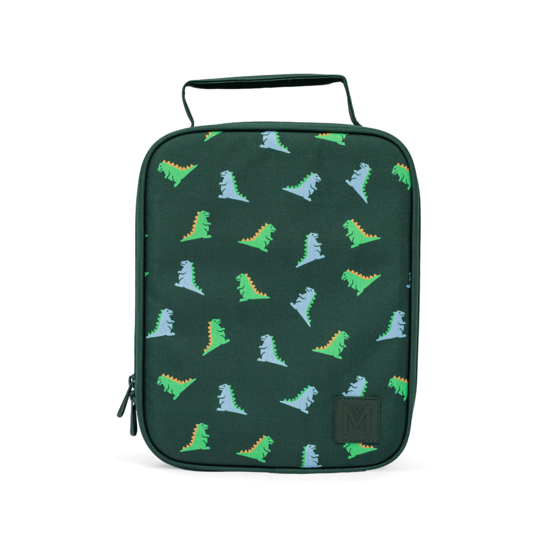  insulated lunch bag with dinosaur pattern on a white background