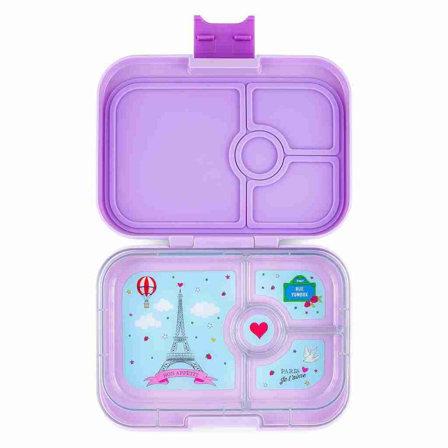 Yumbox Panino Teal Lunch Box for Kids with a wrap and snacks inside