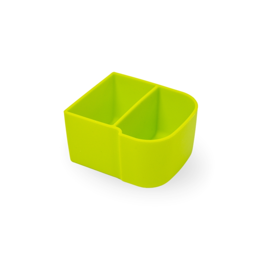 Green plastic container on a white background