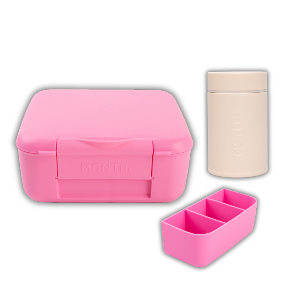 Pink and beige containers 