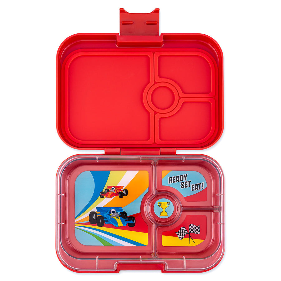 Yumbox Panino Teal Lunch Box for Kids with a wrap and snacks inside